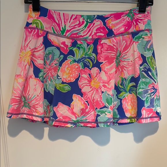 Jupe Activewear Bleue Lilly Pulitzer Taille M - UPF 50+ - Skort Floral Pour Tennis, Golf